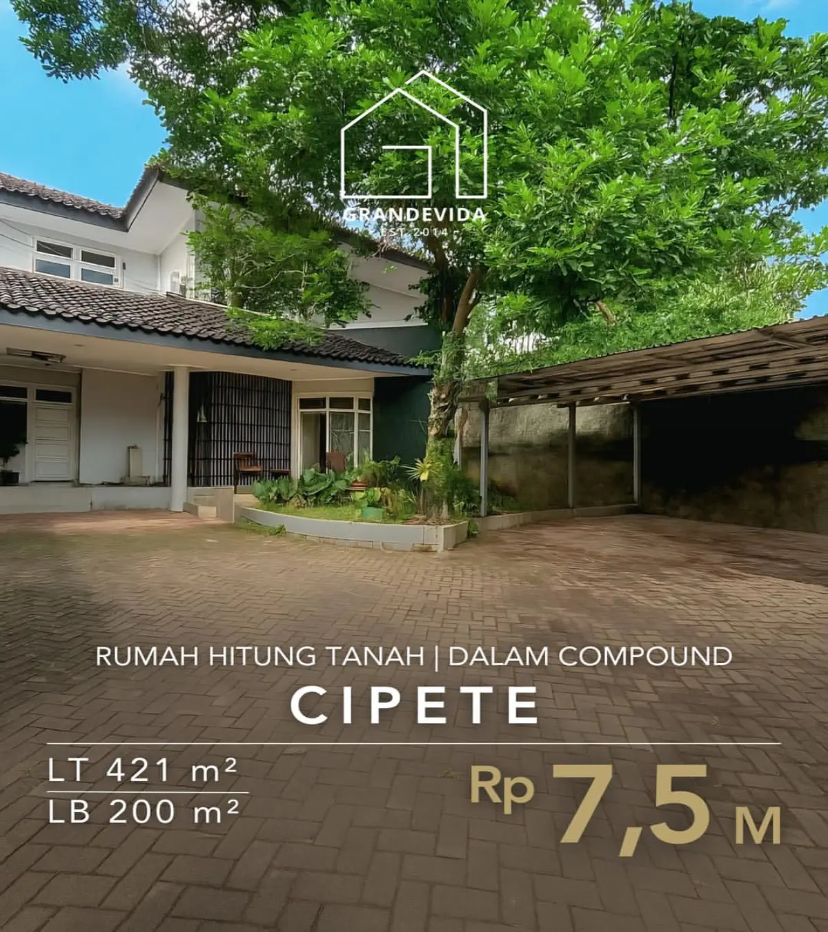 Dijual Rumah Cipete Hitung Tanah