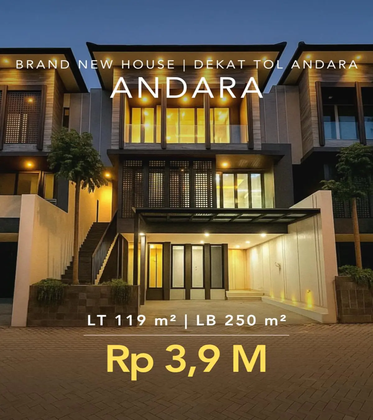 Rumah Dijual Andara Jakarta Selatan 3 Lantai