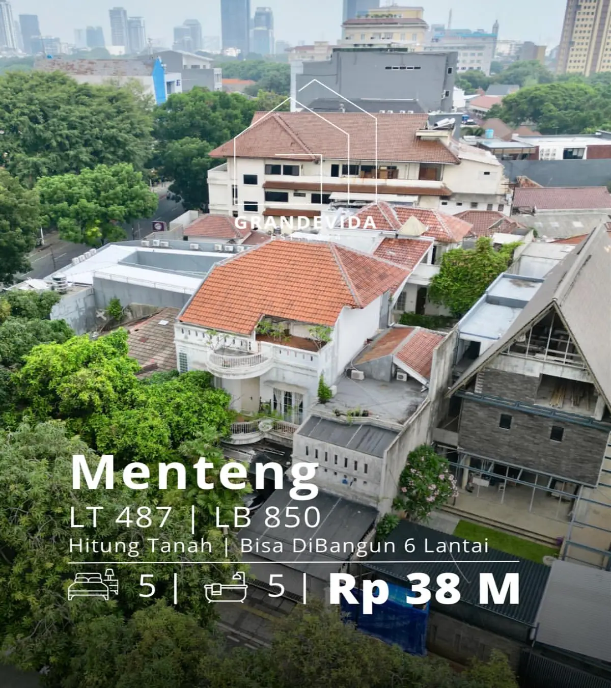 Rumah Dijual di Menteng Hitung Tanah Bangunan Bisa 6 Lantai