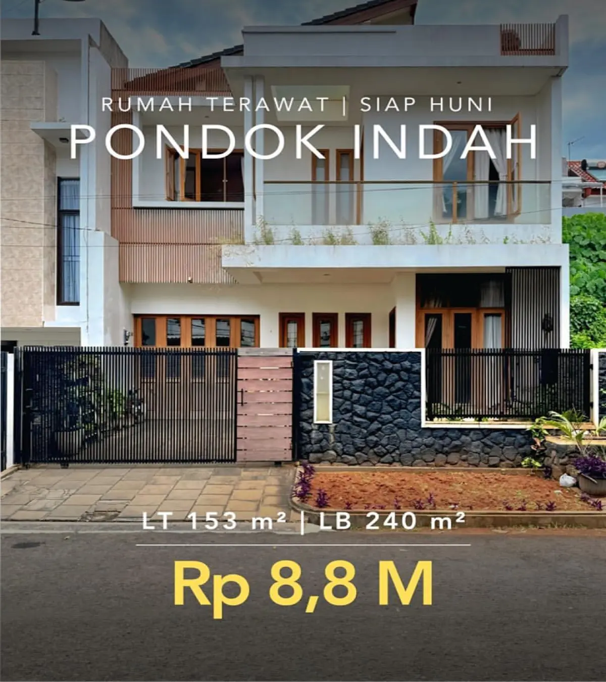 Rumah Dijual di Pondok Indah Row Jalan Lebar