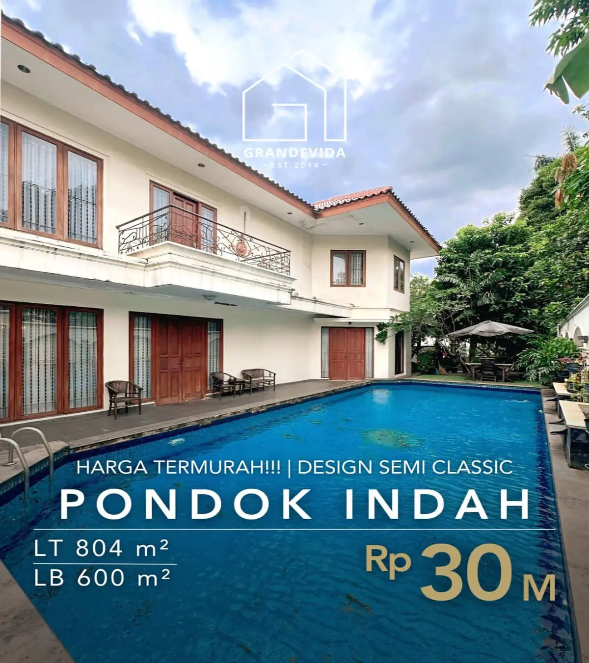 Rumah Dijual di Pondok Indah Private Pool design Classic