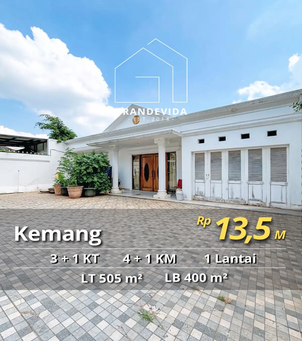 Rumah Dijual Kemang Utara Area Parkir Luas