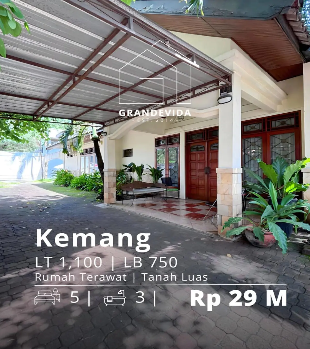 Rumah Dijual Kemang Dalam Halaman Depan Belakang